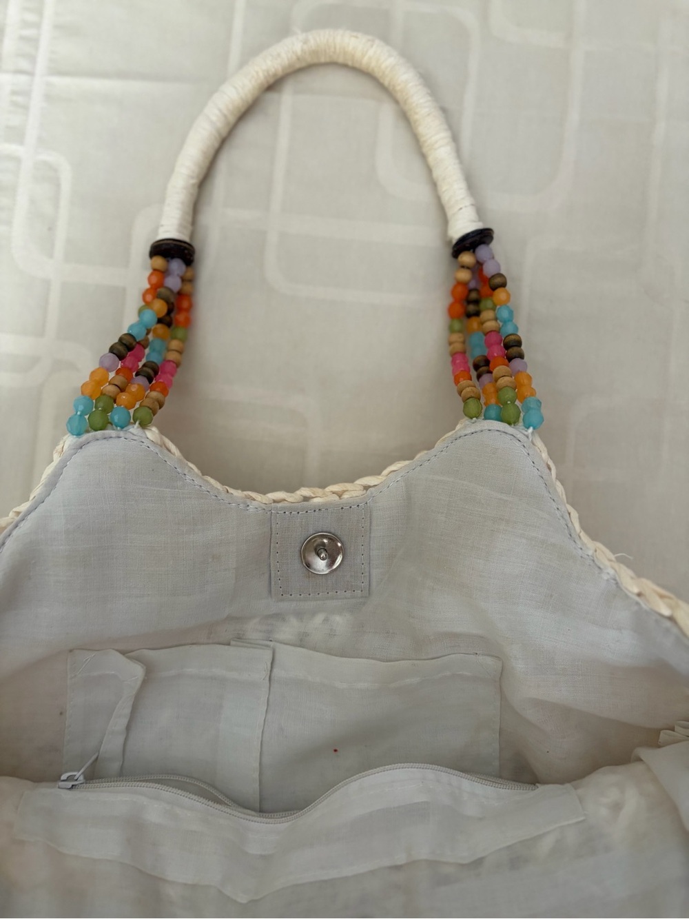 Vintage Cream Cappelli
Straworld, Inc. Crochet Tote with Colourful Beaded Handle - Picture 10 of 11